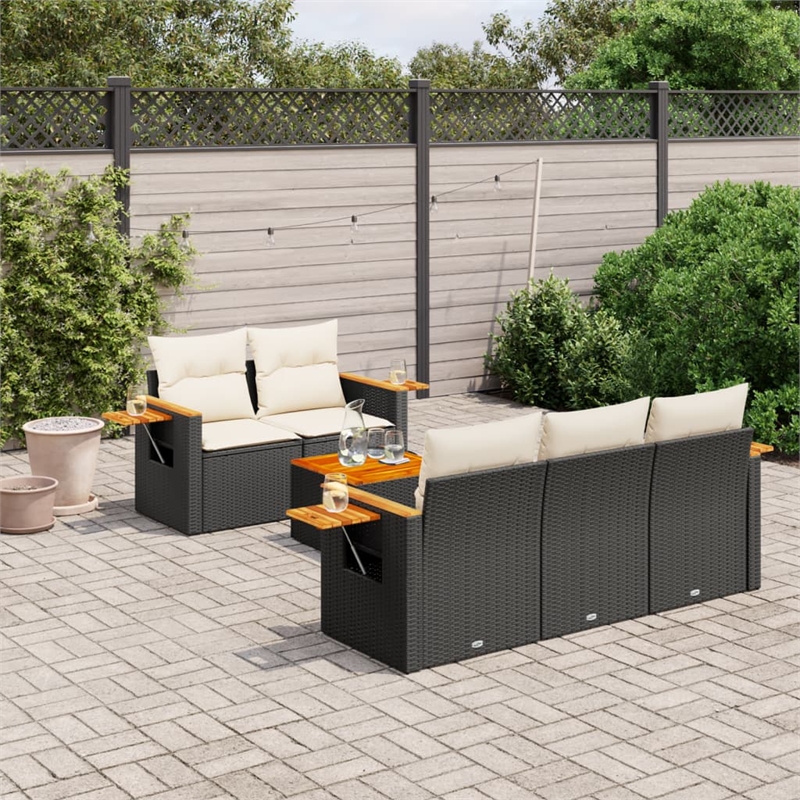 Afuera Living Contemporary Synthetic Poly Rattan Sofa Set in Black