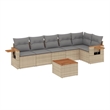 Afuera Living Contemporary Synthetic Poly Rattan 7 Piece  Sofa Set in Beige