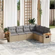 Afuera Living Contemporary Synthetic Poly Rattan 6 Piece  Sofa Set in Beige