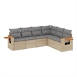 Afuera Living Contemporary Synthetic Poly Rattan 6 Piece  Sofa Set in Beige