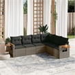 Afuera Living Contemporary Synthetic Poly Rattan 6 Piece  Sofa Set in Gray