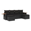 Afuera Living Contemporary Synthetic Poly Rattan Garden Sofa Set in Black