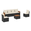Afuera Living 7 Piece Poly Rattan Sofa Set with Removable Covers in Black