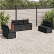 Afuera Living Contemporary Synthetic Poly Rattan 7 Piece Sofa Set in Black