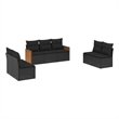 Afuera Living Contemporary Synthetic Poly Rattan 7 Piece Sofa Set in Black
