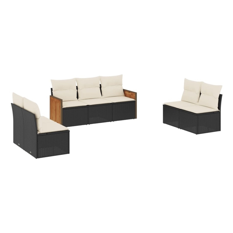 Afuera Living Contemporary 7 Piece Poly Rattan Sofa Set in Black