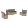 Afuera Living Contemporary Synthetic Poly Rattan 7 Piece Sofa Set in Beige