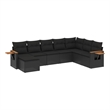 Afuera Living Contemporary Synthetic Poly Rattan 8 Piece Sofa Set in Black