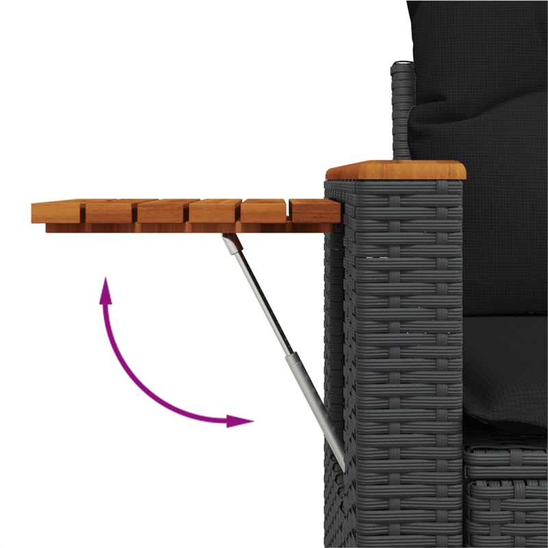 Afuera Living Contemporary Synthetic Poly Rattan  Sofa Set in Black