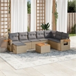 Afuera Living Contemporary Synthetic Poly Rattan 9 Piece Sofa Set in Beige