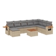 Afuera Living Contemporary Synthetic Poly Rattan 9 Piece Sofa Set in Beige