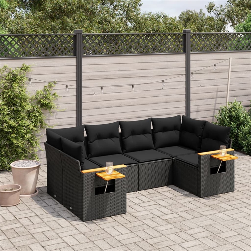 Afuera Living Contemporary 6 Piece Poly Rattan Sofa Set in Black