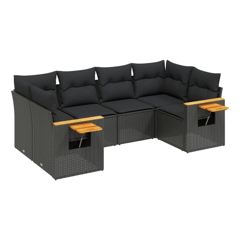 Afuera Living Contemporary 6 Piece Poly Rattan Sofa Set in Black