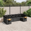 Afuera Living Contemporary 7 Piece Poly Rattan Sofa Set in Black