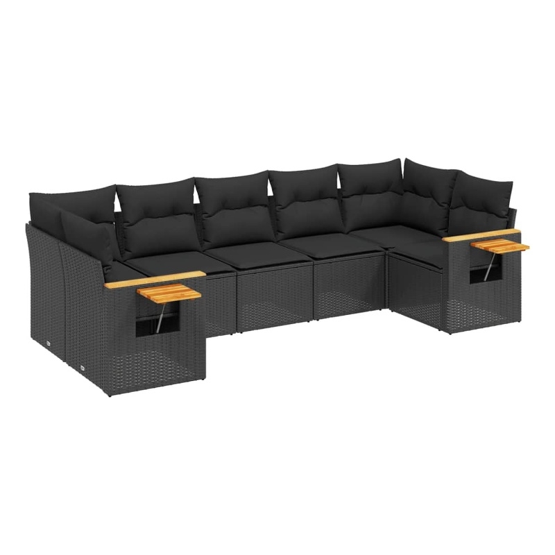 Afuera Living Contemporary 7 Piece Poly Rattan Sofa Set in Black