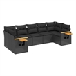 Afuera Living Contemporary 7 Piece Poly Rattan Sofa Set in Black
