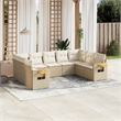 Afuera Living Contemporary 9 Piece Poly Rattan Sofa Set in Cream/Beige