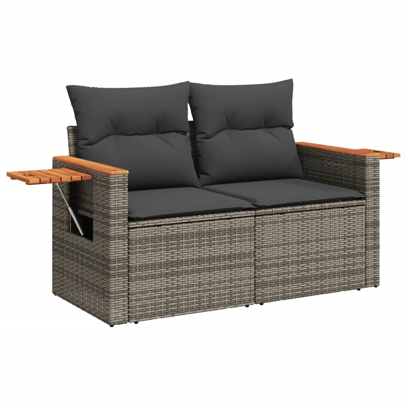 Afuera Living Contemporary 9 Piece Poly Rattan Sofa Set in Gray
