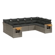 Afuera Living Contemporary 9 Piece Poly Rattan Sofa Set in Gray