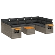 Afuera Living Contemporary 10 Piece Poly Rattan Sofa Set in Gray