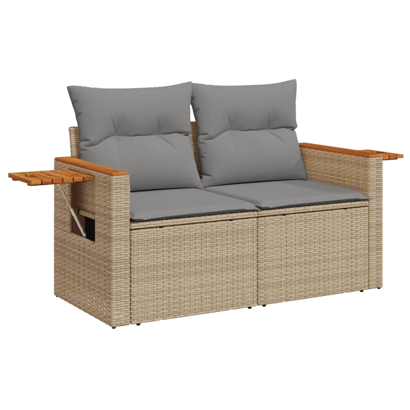 Afuera Living Contemporary 9 Piece Poly Rattan Large Sofa Set in Beige