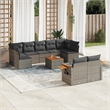 Afuera Living Contemporary Synthetic Poly Rattan 10 Piece  Sofa Set in Gray