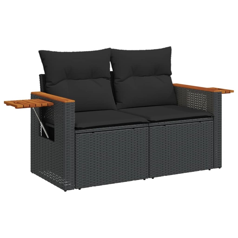 Afuera Living Contemporary 9 Piece Poly Rattan Sofa Set in Black