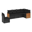 Afuera Living Contemporary 6 Piece Poly Rattan Small Sofa Set in Black