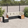 Afuera Living Contemporary 6 Piece Poly Rattan Sofa Set in Black/Cream