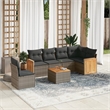 Afuera Living Contemporary 7 Piece Poly Rattan Sofa Set in Gray