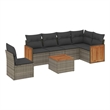 Afuera Living Contemporary 7 Piece Poly Rattan Sofa Set in Gray