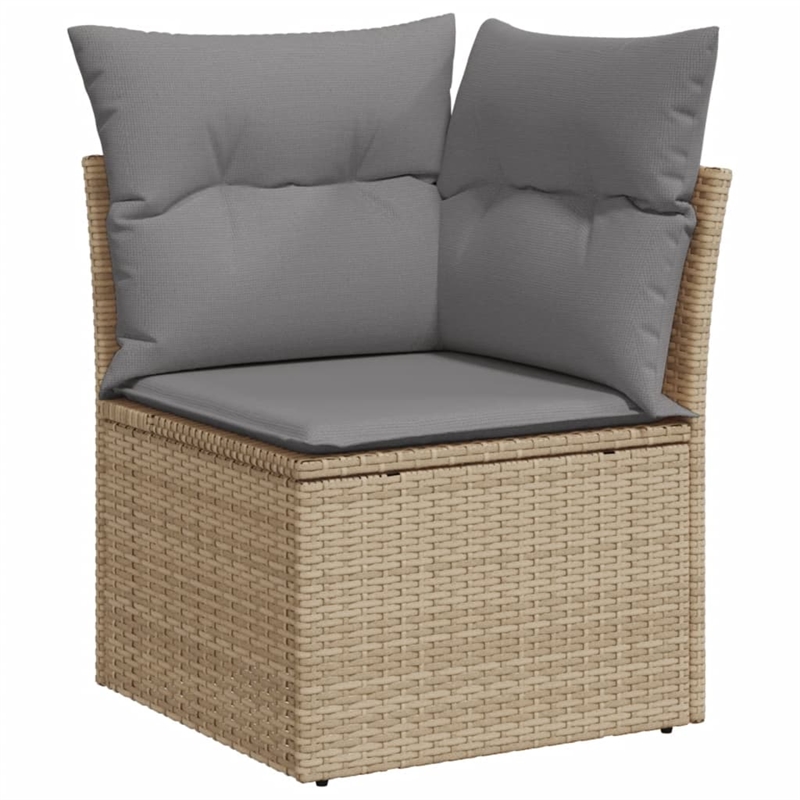 Afuera Living Contemporary Poly Rattan Sofa Set in Gray/Beige