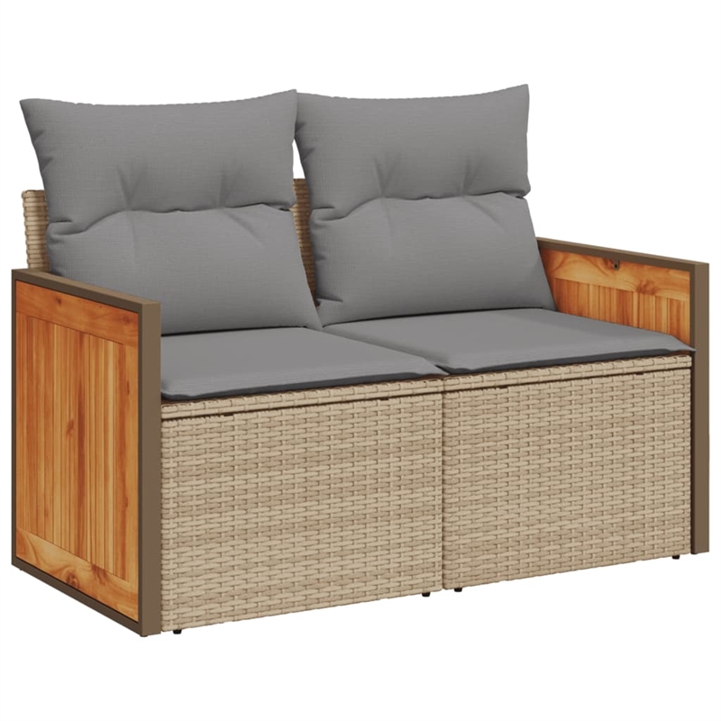 Afuera Living Contemporary Poly Rattan Sofa Set in Gray/Beige