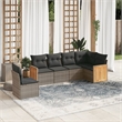 Afuera Living Contemporary Synthetic Poly Rattan 6 Piece  Sofa Set in Gray