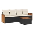 Afuera Living Contemporary 5 Piece Poly Rattan Sofa Set in Black