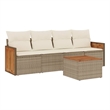 Afuera Living Contemporary 5 Piece Poly Rattan Sofa Set in Beige