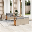 Afuera Living Contemporary 6 Piece Poly Rattan Sofa Set in Gray/Beige