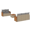 Afuera Living Contemporary 6 Piece Poly Rattan Sofa Set in Gray/Beige