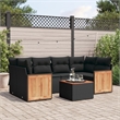 Afuera Living Contemporary Synthetic Poly Rattan 7 Piece  Sofa Set in Black
