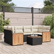 Afuera Living Contemporary 7 Piece Poly Rattan Sofa Set in Black/Cream