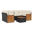 Afuera Living Contemporary 7 Piece Poly Rattan Sofa Set in Black/Cream