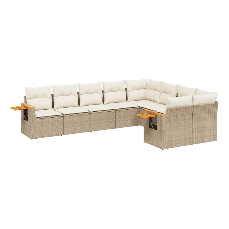 Afuera Living Contemporary 9 Piece Poly Rattan Small Sofa Set in Beige