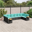 Afuera Living 10 Piece Poly Rattan Patio Sofa Set in Black/Blue