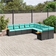 Afuera Living 10 Piece Poly Rattan Patio Sofa Set in Black/Blue