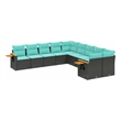 Afuera Living 10 Piece Poly Rattan Patio Sofa Set in Black/Blue