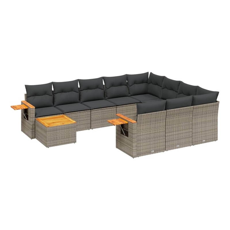 Afuera Living Contemporary 11 Piece Poly Rattan Sofa Set in Gray