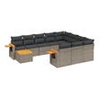 Afuera Living Contemporary 11 Piece Poly Rattan Sofa Set in Gray