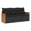 Afuera Living Contemporary 3 Piece Poly Rattan Patio Sofa Set in Black