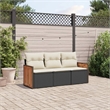 Afuera Living Contemporary 3 Piece Poly Rattan Sofa Set in Black/Cream