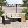 Afuera Living Contemporary 5 Piece Poly Rattan Sofa Set in Black/Cream